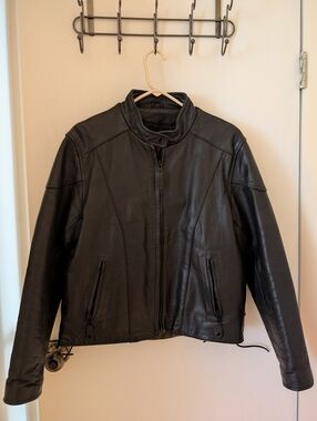 River Road Women's XL Black Leather Jacket - Classic Zip Front